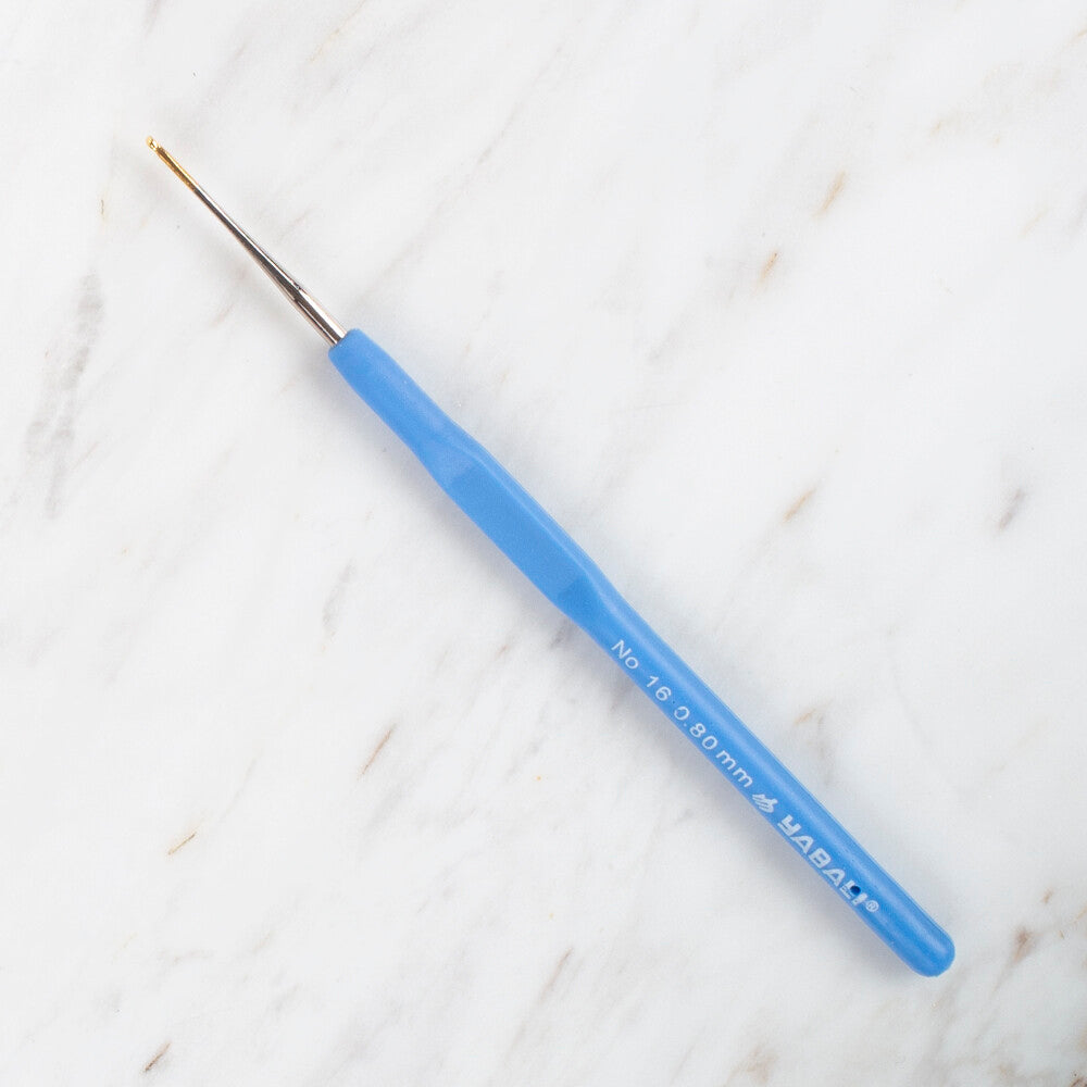 Yabalı Altın Uçlu Elastik Saplı Mavi Dantel Tığ No. 16 0.80mm